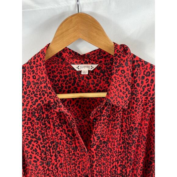 Nanette Lepore Leopard Print Red Button Front Dress 4 - Picture 3 of 6